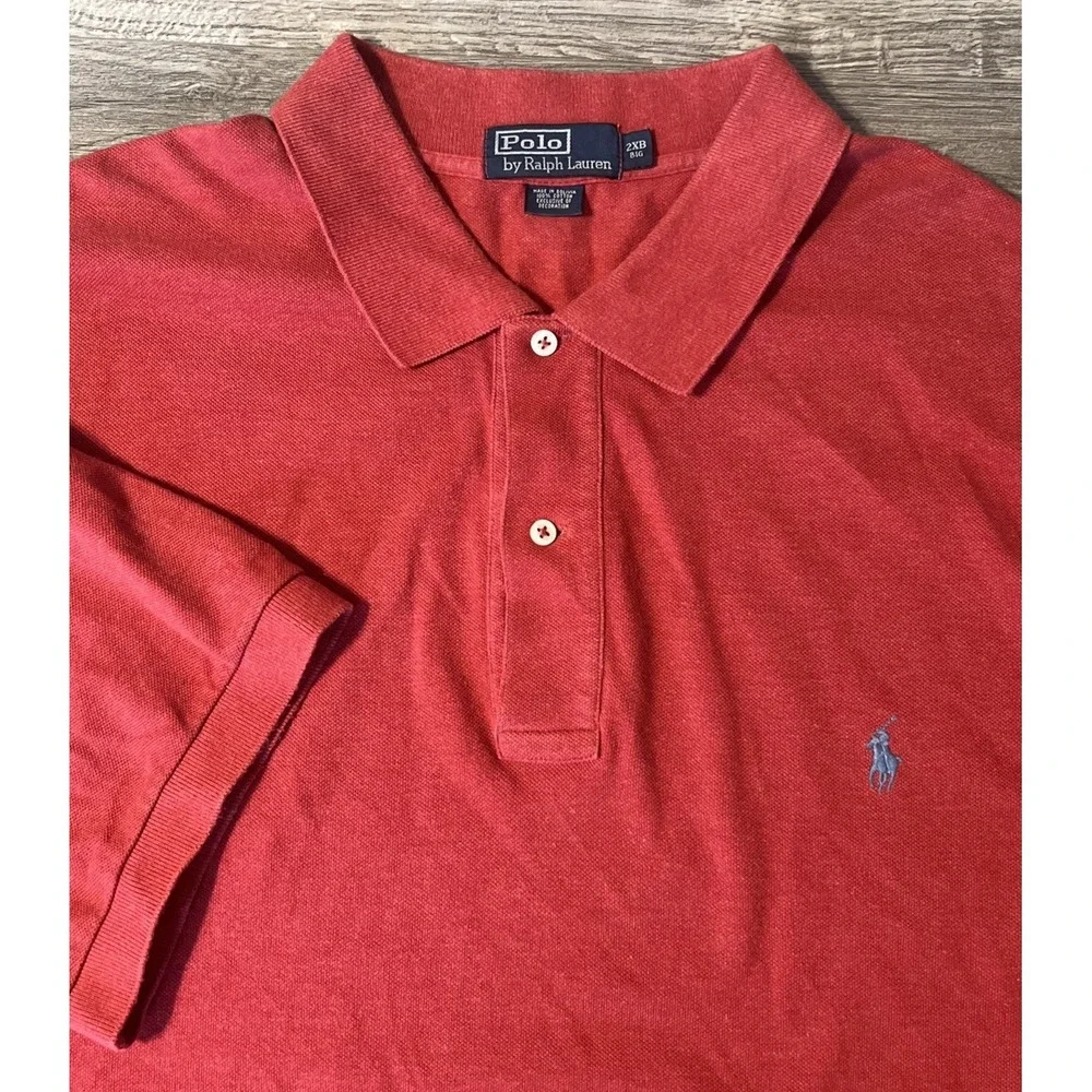 Polo Ralph Lauren Red Short Sleeve Polo Shirt, Baby Blue Pony, Size 2XB